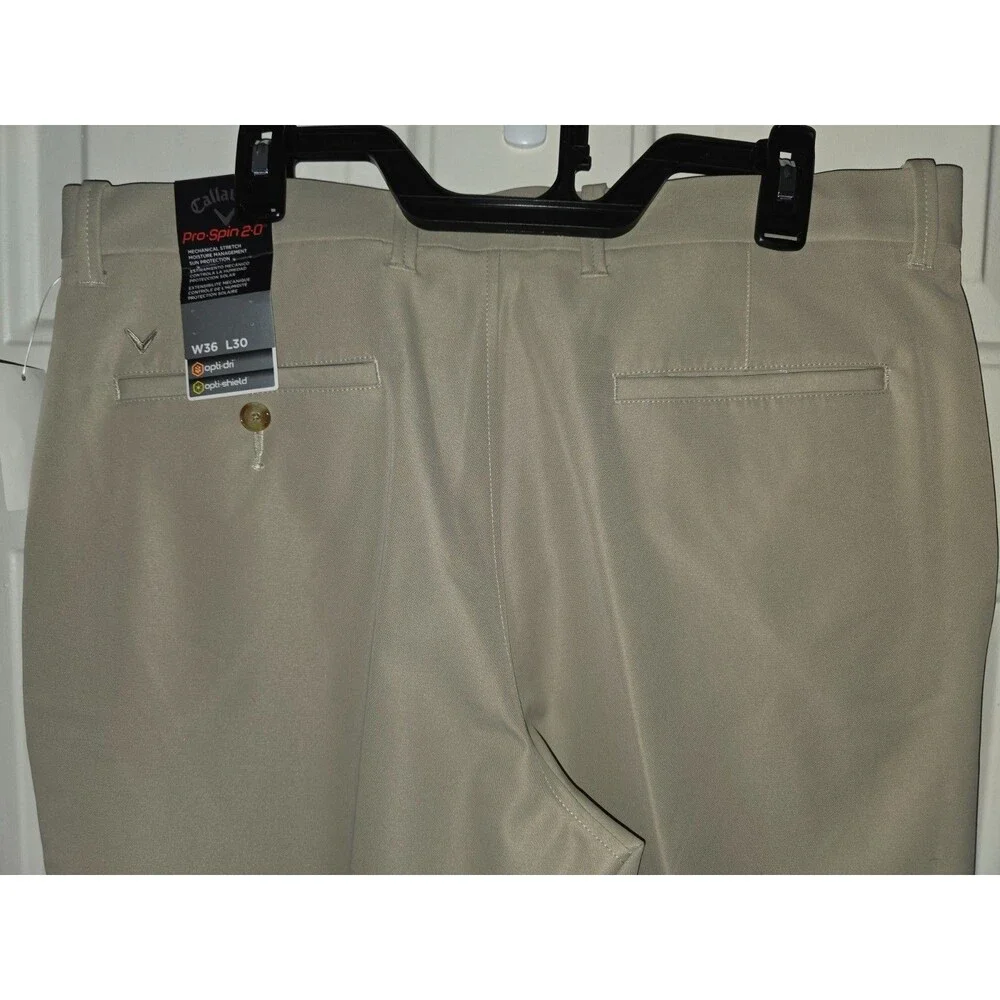 Callaway New Golf Pants Mens 36x30 Pro Spin 2.0 Straight Leg Relaxed Taupe
